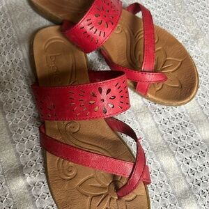 b.o.c. Red Sandals with Floral Cutout Design